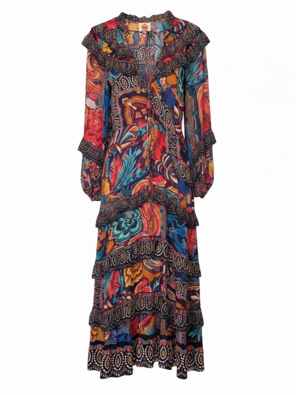 FARM Rio Bohemian Floral Tiered Maxi Dress in Multicolor - Picture 3 of 8
